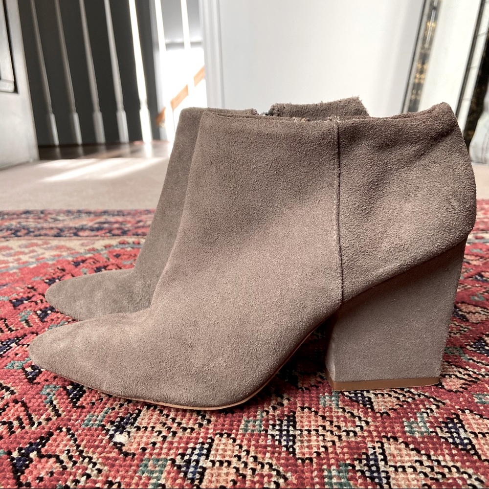 Zara Grey Suede Block Heel Booties size 37